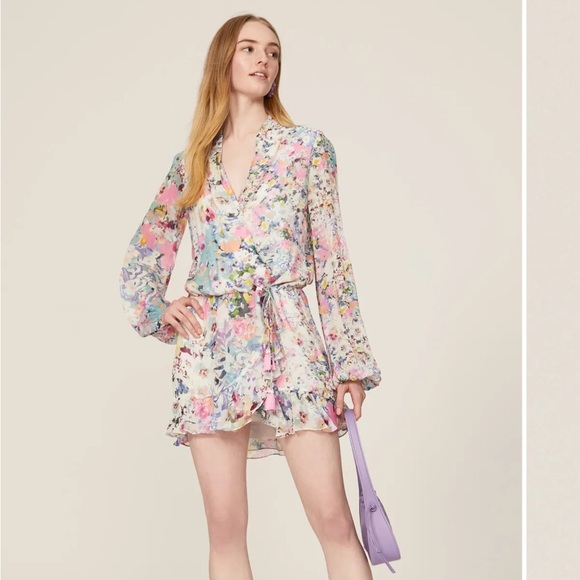 Rococo Sand Floral Wrap Mini Dress - Picture 2 of 6